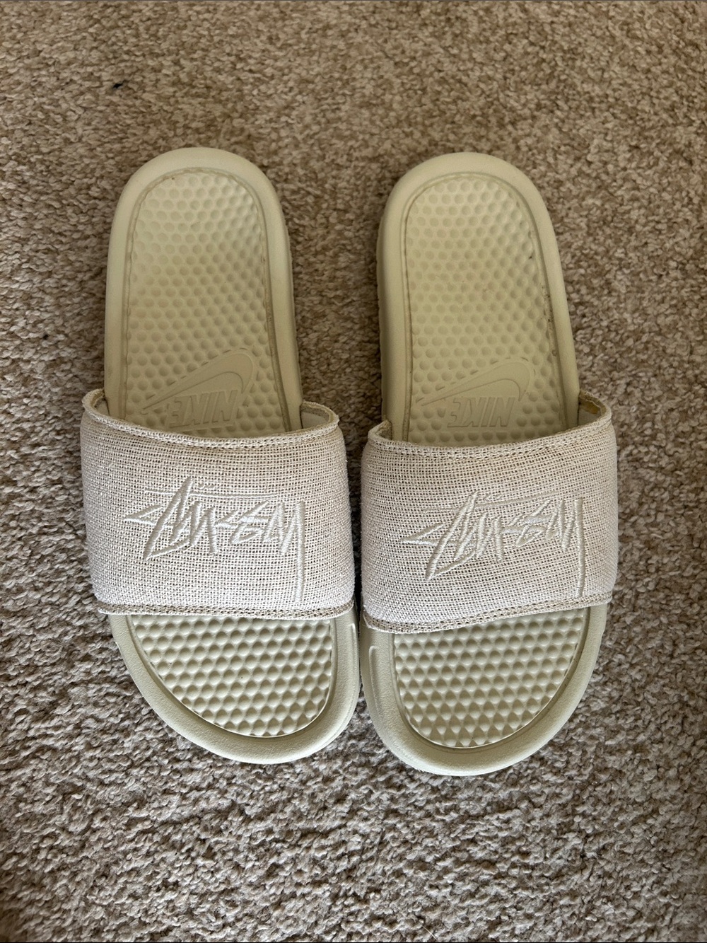 Stussy x Nike Men's Cream Slide Sandals